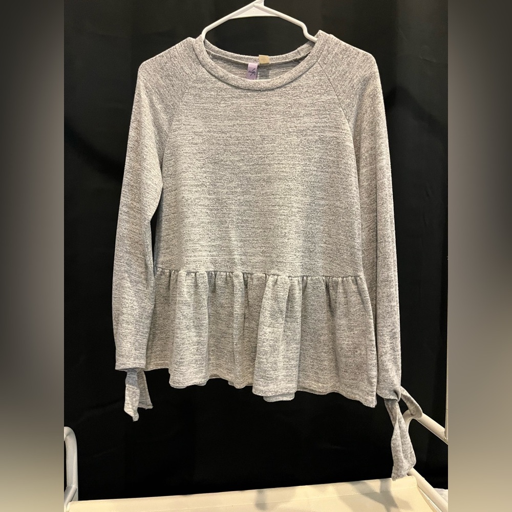 Gray Peplum Long Sleeve Top